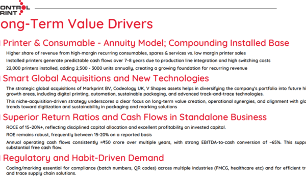 Control print long term value driver
